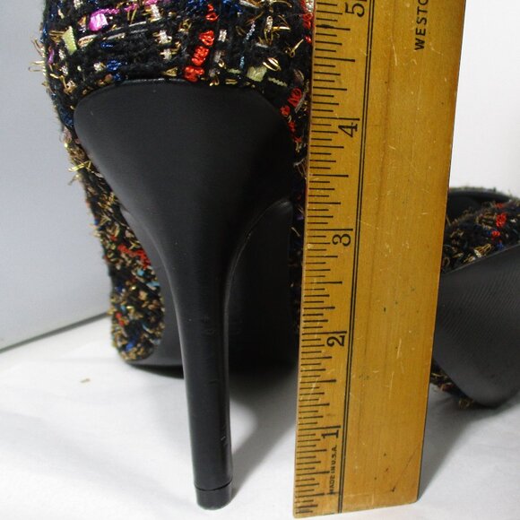 Like New Charles David Frayed Tweed Colorful Classic High Heel Pumps Pointed Toe - Picture 13 of 13